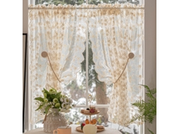 Cortinas De Gaze Bordada Em Tons De Creme E Bege, Cortinas De Renda Ondulada, Cortinas Semitransparentes Para Janelas Em Arco (1 Par, 140x100cm)