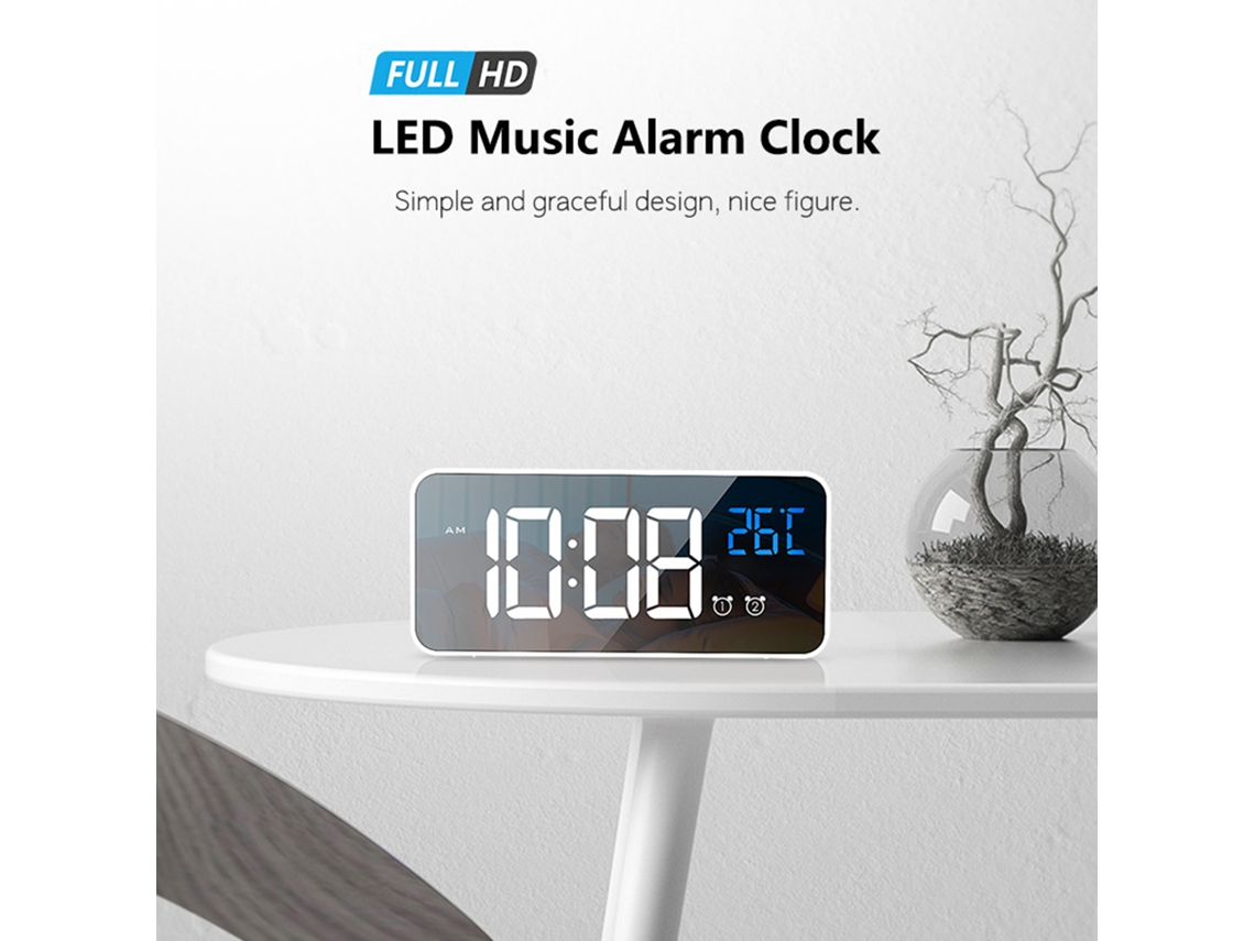 Reloj Despertador Digital Led Con Termómetro 2 Alarmas Función Snooze 4 Niveles De Brillo Usb Para Dormitorio Oficina