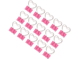 Conjunto de 15 clipes de papel em formato de coração rosa, clipes de metal duráveis e fáceis de usar para carteira escolar.