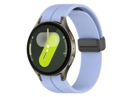 Bracelete Para Samsung Galaxy Watch 7/fe/6/5/4 - Silicone Com Fivela Magnética Preta Dobrável - Roxo Claro