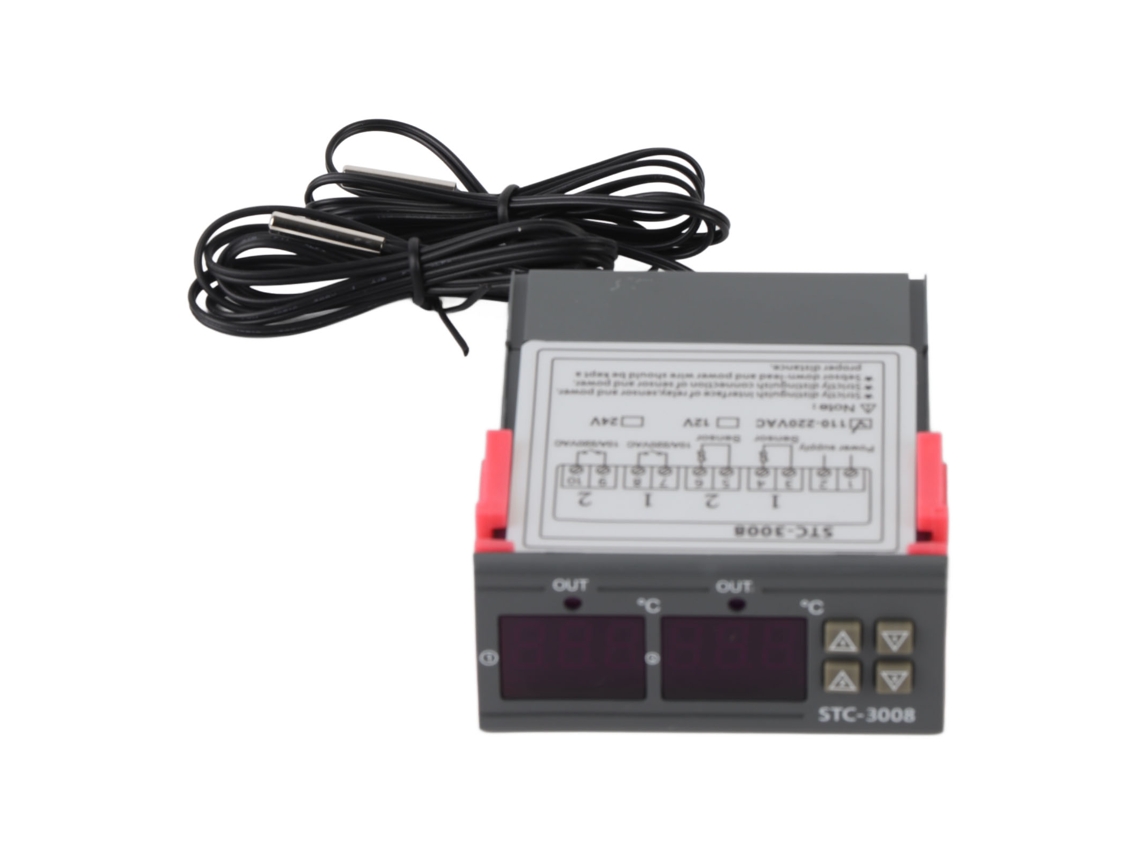 Controlador De Termostato Digital Com Tela Dupla E Sensor Com Duas Sondas (110-220vca)