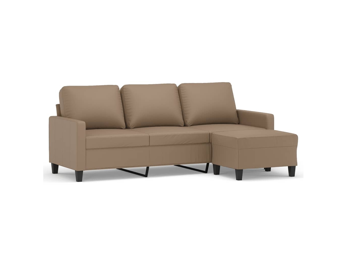 Maison Exclusive - Sofá 3 Lugares C/ Apoio Pés 180 Cm Couro Artificial Cappuccino