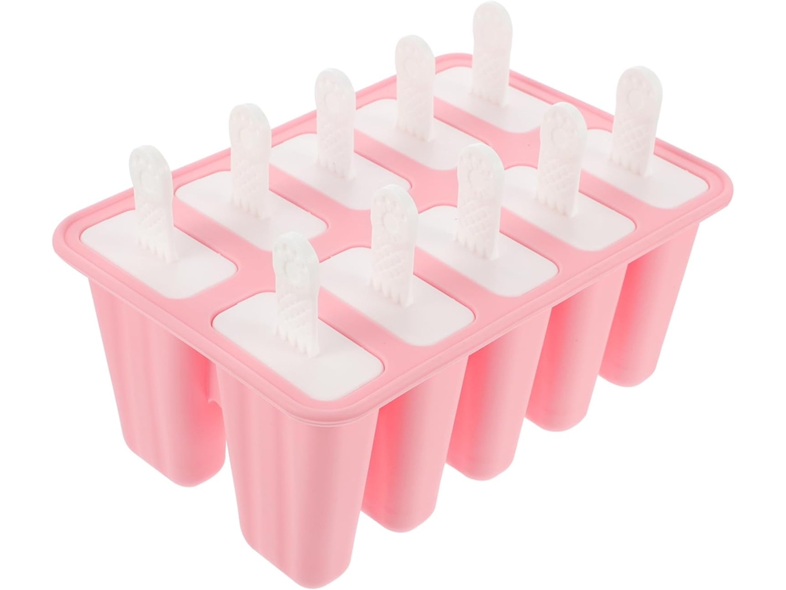 Forma De Silicone Para Sorvete Com 10 Compartimentos, Rosa