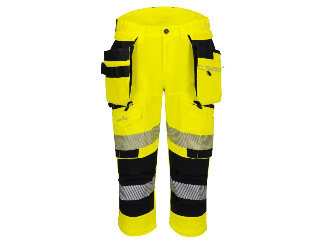 Calças de trabalho de alta visibilidade estilo pirata Dx4 | Portwest Amarelo/Preto / 38