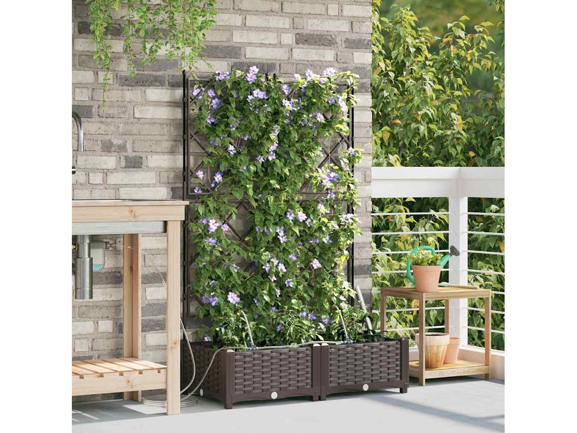 Vidaxl Vaso De Jardim 2 Unid. Castanho 80 X 40 X 126 Cm Pp