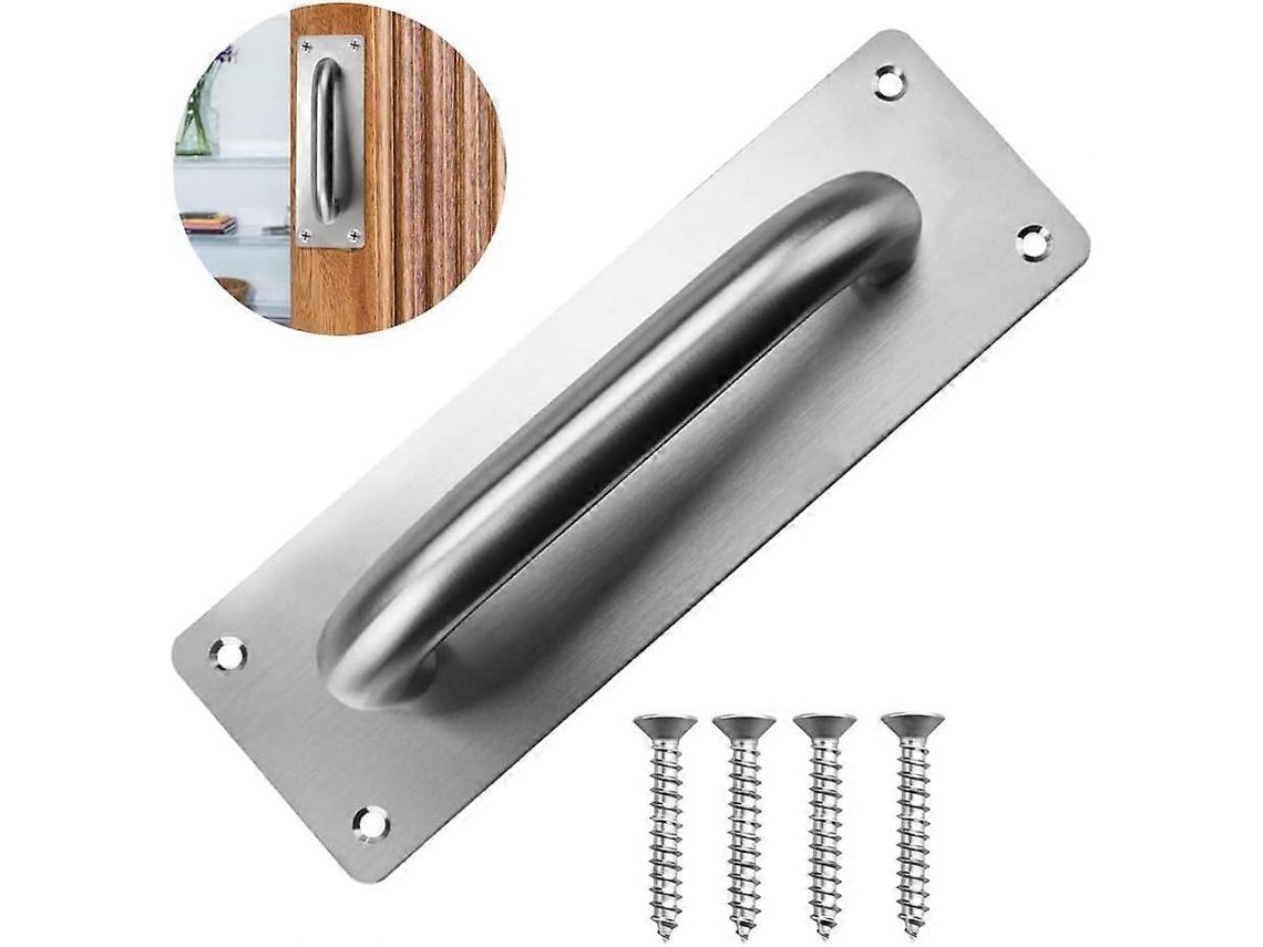 Manija deslizante de acero inoxidable, con placa trasera y 4 parafusos, para puertas de granja, armários y jardines | S/MARCA