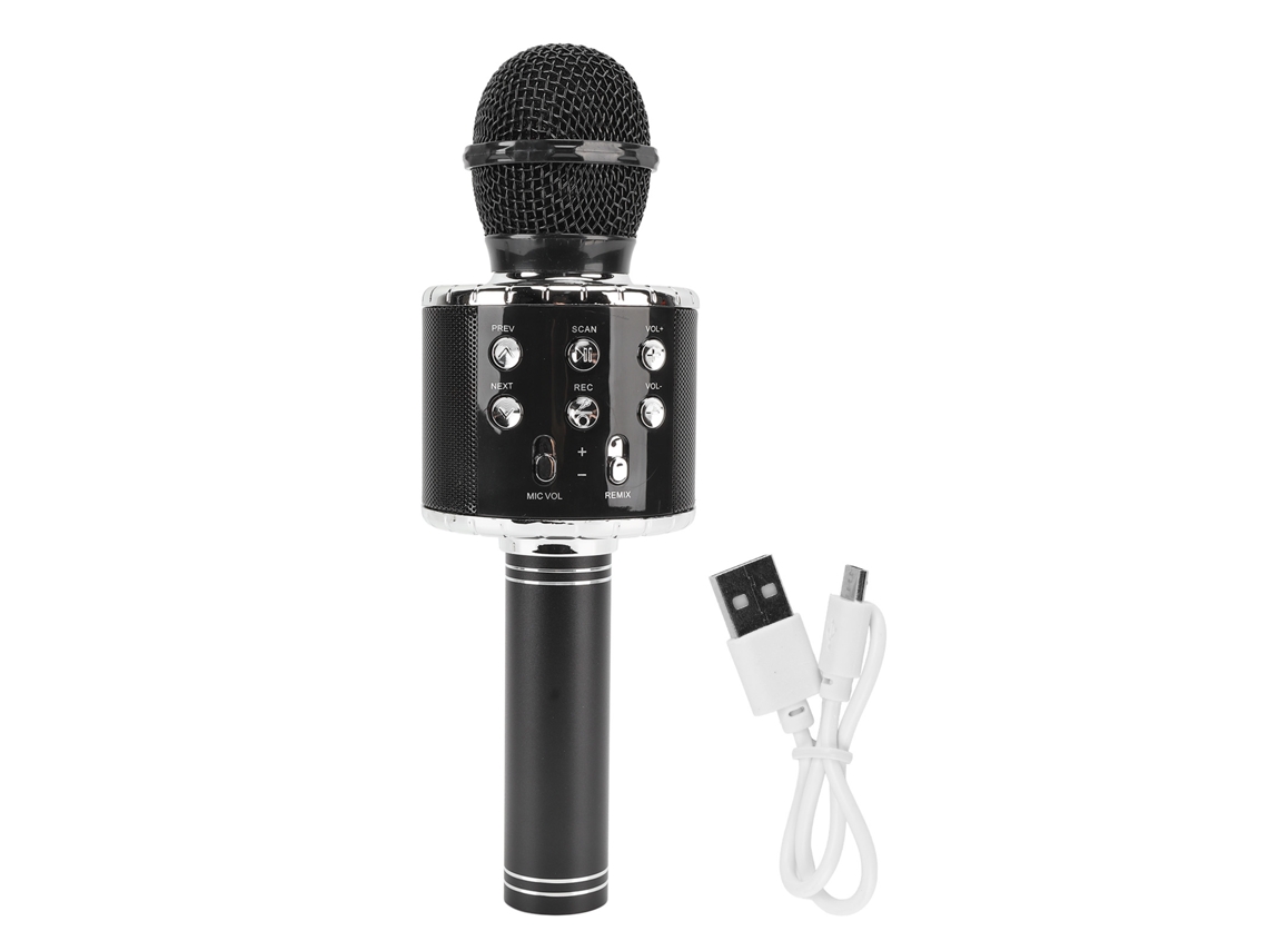 Ats micrófono Inalámbrico Bluetooth Karaoke Con Altavoz Hifi Portátil Y Luz Led Negro Multifunción