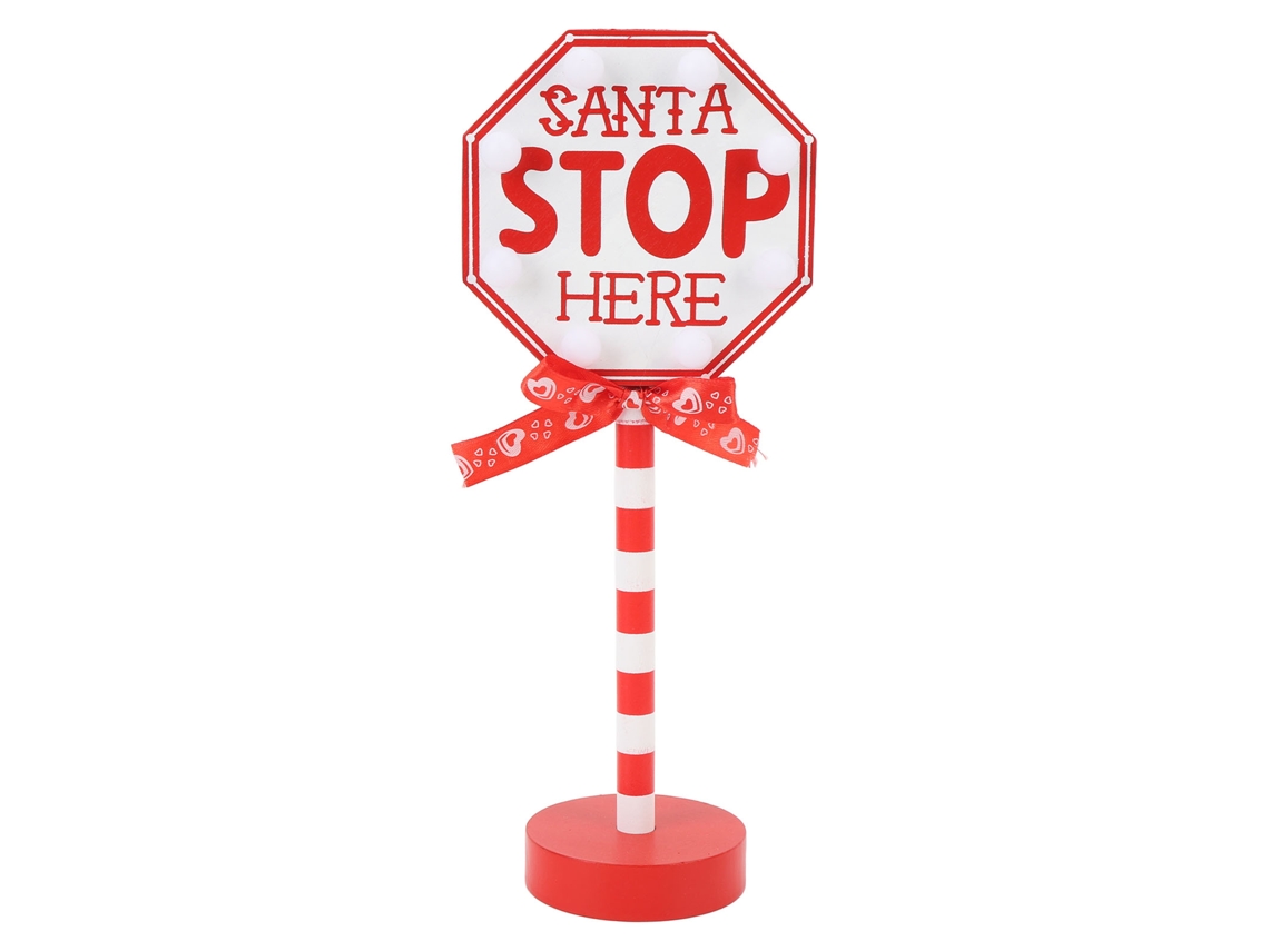 2026 sinal de Palo ''santa Stop Here'' Decoração de Natal em Madeira para Escritório com Luz Led Quente Presente