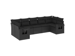 Conjunto de 7 Sofás para Jardim com Almofadões Vime Pe Preto MAISON EXCLUSIVE (7 pcs)