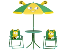 Conjunto De Móveis De Jardim Para Crianças, Cadeiras, Mesa, Guarda-sol, De Abelhas, Verde+amarelo Xx