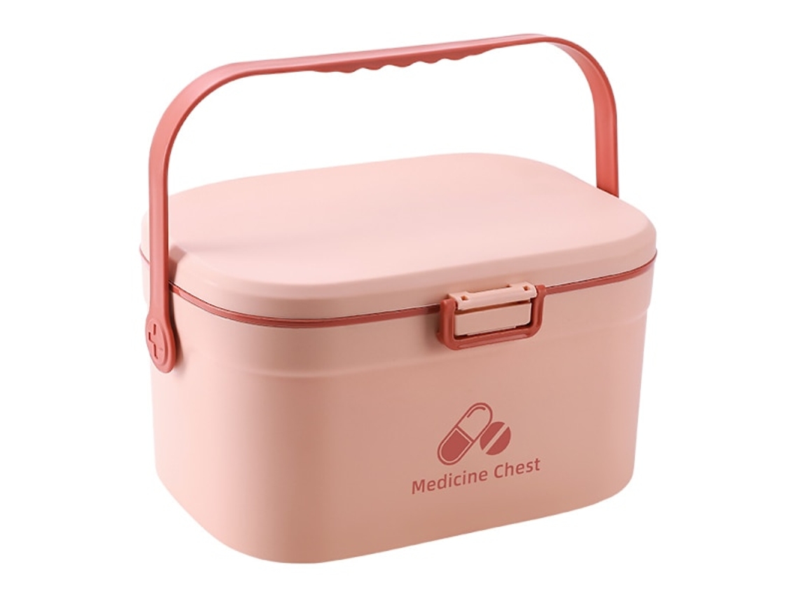 Caixa De Remédios Vazia, Portátil, Com 2 Camadas, Para Guardar Comprimidos, Ideal Para Casa, Escritório E Uso Médico. Cor Rosa