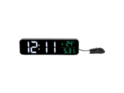 Despertador LED Baok com música, visor grande, temperatura, data, 5 níveis de brilho ajustáveis, digital, preto.