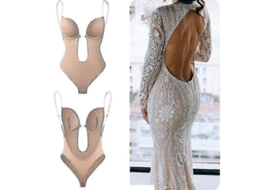 Body Shaper Sem Costas e Sem Alças com Apoio Torácico e Design U plunge, Ideal para Vestidos de Festa e Casamento Preto