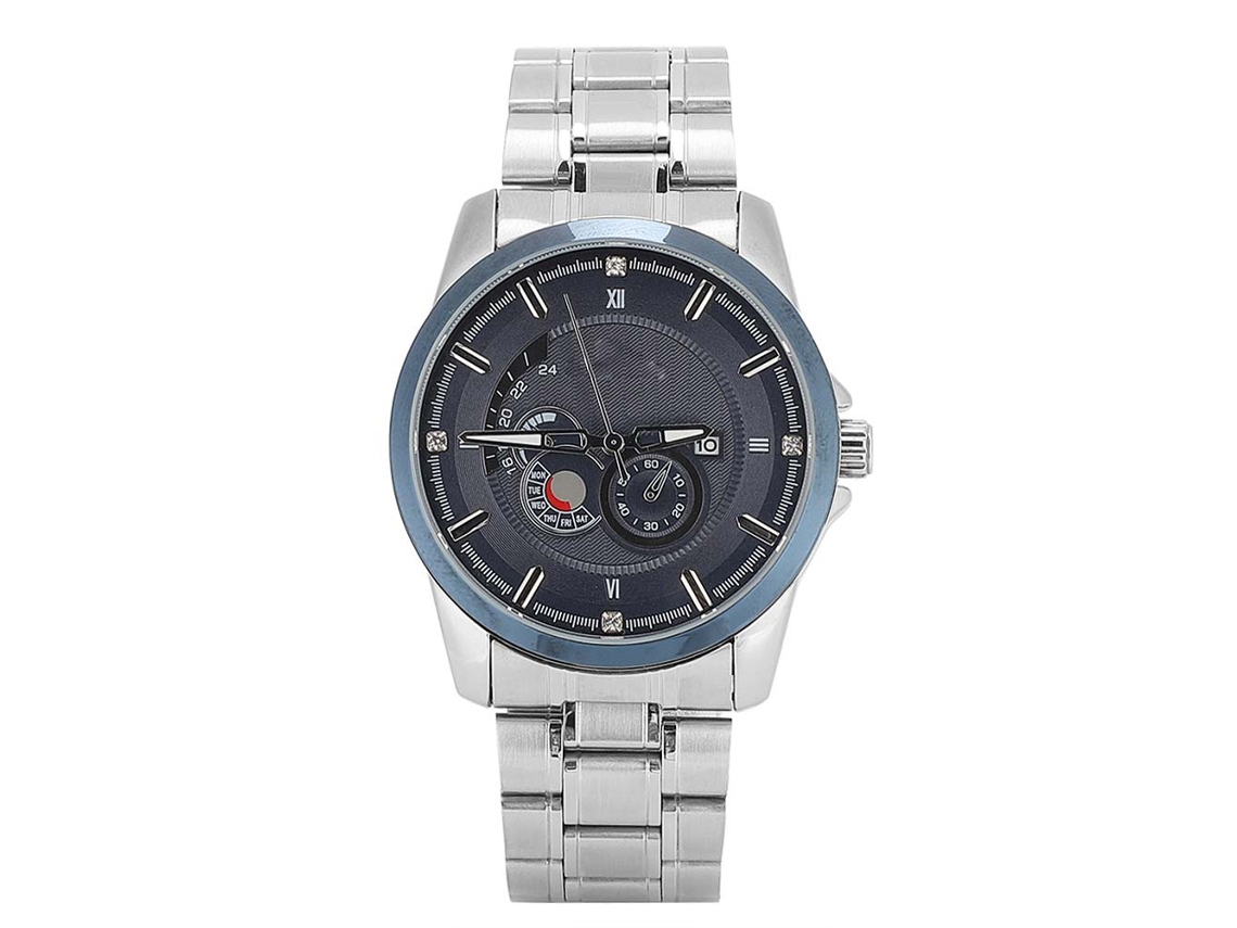 Relógio masculino de quartzo com pulseira de aço, à prova d'água, calendário, pulseira moderna.
