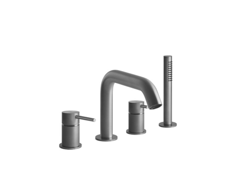 GESSI 316 Misturador monocomando de quatro furos para banheira com cano de 165 mm, cartucho desviador separado de duas vias, cano de duche, 54037