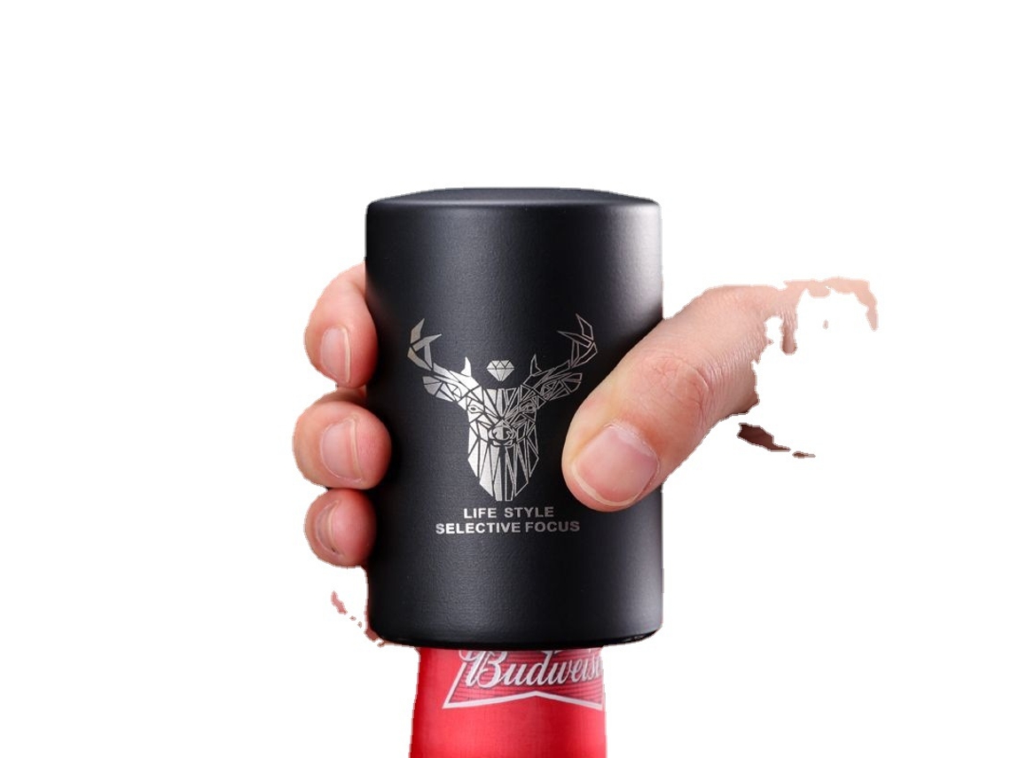 Abridor De Garrafas De Cerveja Automático Preto, Presente Para Homens Amantes De Cerveja, Basta Pressionar Para Abrir.