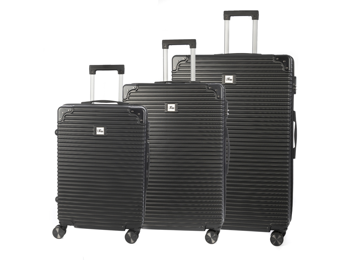 Conjunto De 3 Malas Trolley, Em Material Leve Abs De Alta Resistência Com Cantos Reforçados. Fechadura Numérica E 4 Rodas Duplas Removíveis 360°. Dam