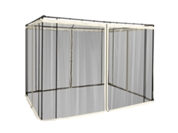 Conjunto de 4 Painéis Laterais de 3x2m para Tenda de Jardim, Tela Mosquiteira com Zíperes e Argolas, Preto ESSÊNCIACASA