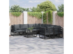 Vidaxl Conjunto De Sofá De Jardim 8 Unid. Preto Aço