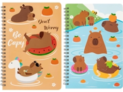 Meninos E Meninas 21 X 5 X 3 Cm, Planejador De Artigos De Papelaria Capybara, Espiral A5
