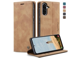 Capa Para Samsung Galaxy A36 Multifuncional Horizontal De Couro Marrom