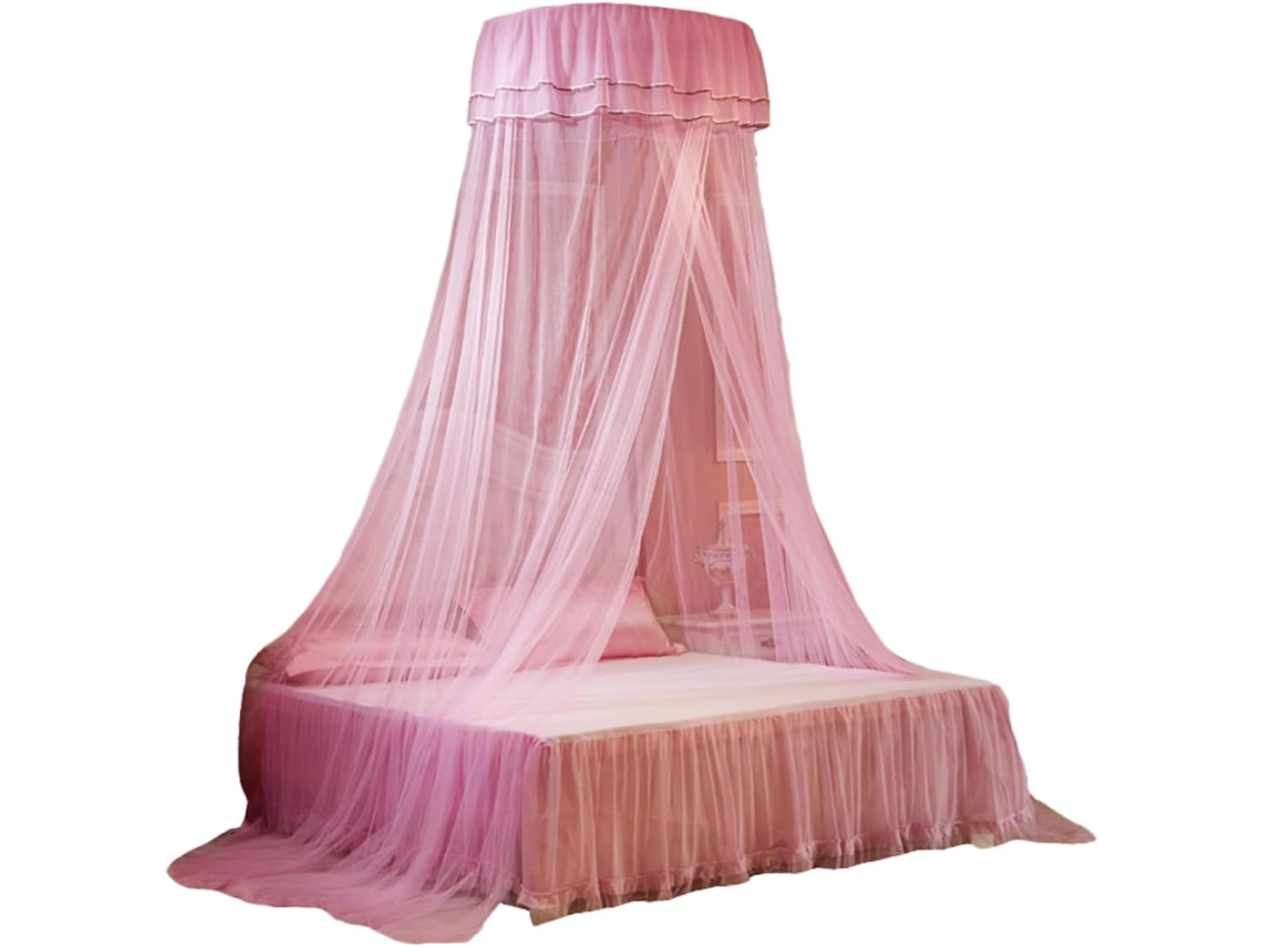 Mosquiteiro Suspenso Ganazono Rosa Com Renda Para Proteção Da Cama Em Quartos De Meninas