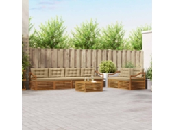 Vidaxl Conjunto De Sofás Para Exterior 7 Unid. Natural E Bege