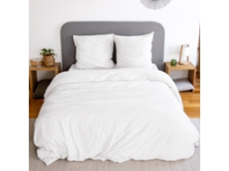 Jogo De Cama Em Microfibra Lavada Branco