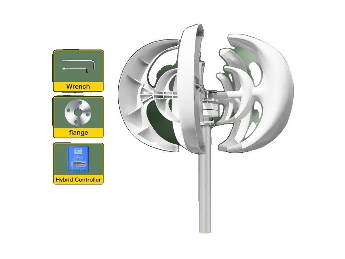 Dispositivo De Energia Eólica Vertical, Potência Nominal De 1000w, Configuração De Dupla Tensão,com Controle Híbrido,1000w,12v Oem