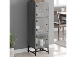 Aparador | Buffet | Armário De Apoio Alto C/ Portas De Vidro 35x37x120 Cm Cinzento Sonoma Wsd993133 Lovely Home