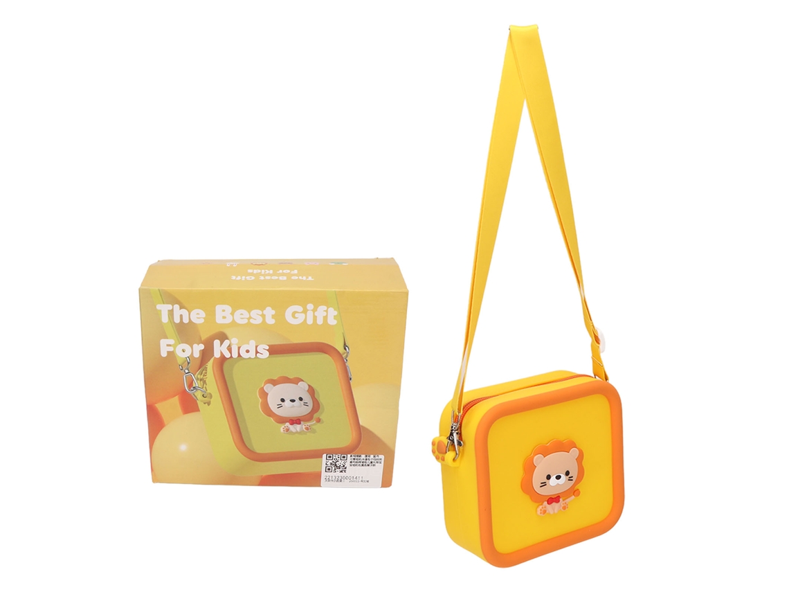 Bolsa De Cámara Para Niños De Silicona León Amarillo Decoración Animal Cómica Antichoque Impermeable Gran Capacidad