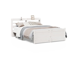 Bed Frame, Bed Frames Vidaxl Branco Madeira (140 X 190 Cm)