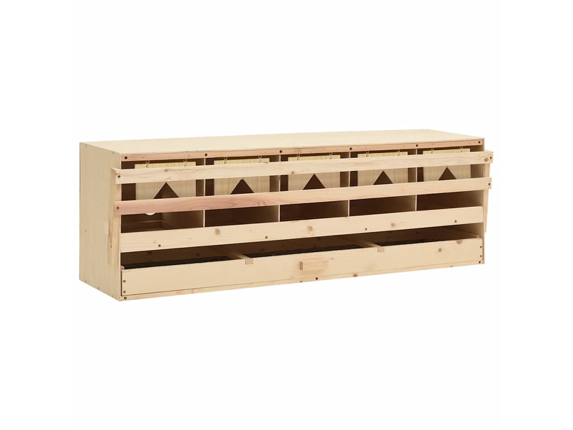 Vidaxl Ninho P/ Galinhas 5 Compartimentos 117x33x38 Cm Pinho Maciço