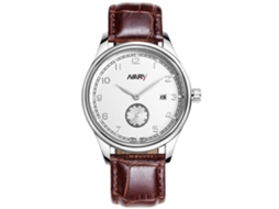Reloj De Pulsera Para Hombre De Cuero Nary, Caja Plata, Esfera Blanca, Analógico De Quartzo Redondo