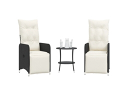 Vidaxl Cadeiras Jardim Reclináveis 2 Pcs Com Mesa Vime Pe Preto