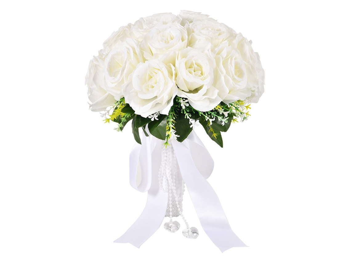 Bouquet de Noiva Rosas Brancas Estilo Clássico LAXISCREED