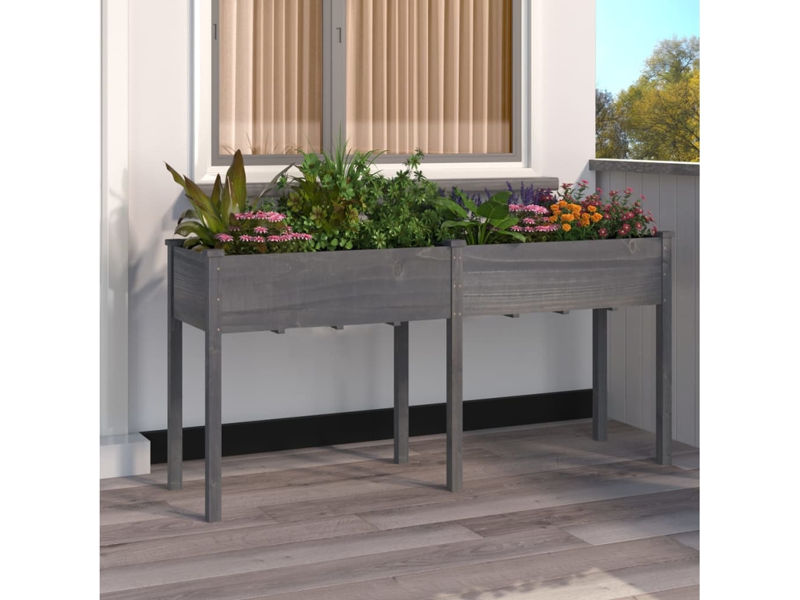 Vidaxl Vaso/floreira C/ Forro 161x45x76 Cm Madeira De Abeto Maciça