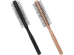 Escovas De Cabelo Redondas Para Secar Com Secador, 2 Unidades, Madeira, Cerdas De Nylon, Design Compacto, Adiciona
