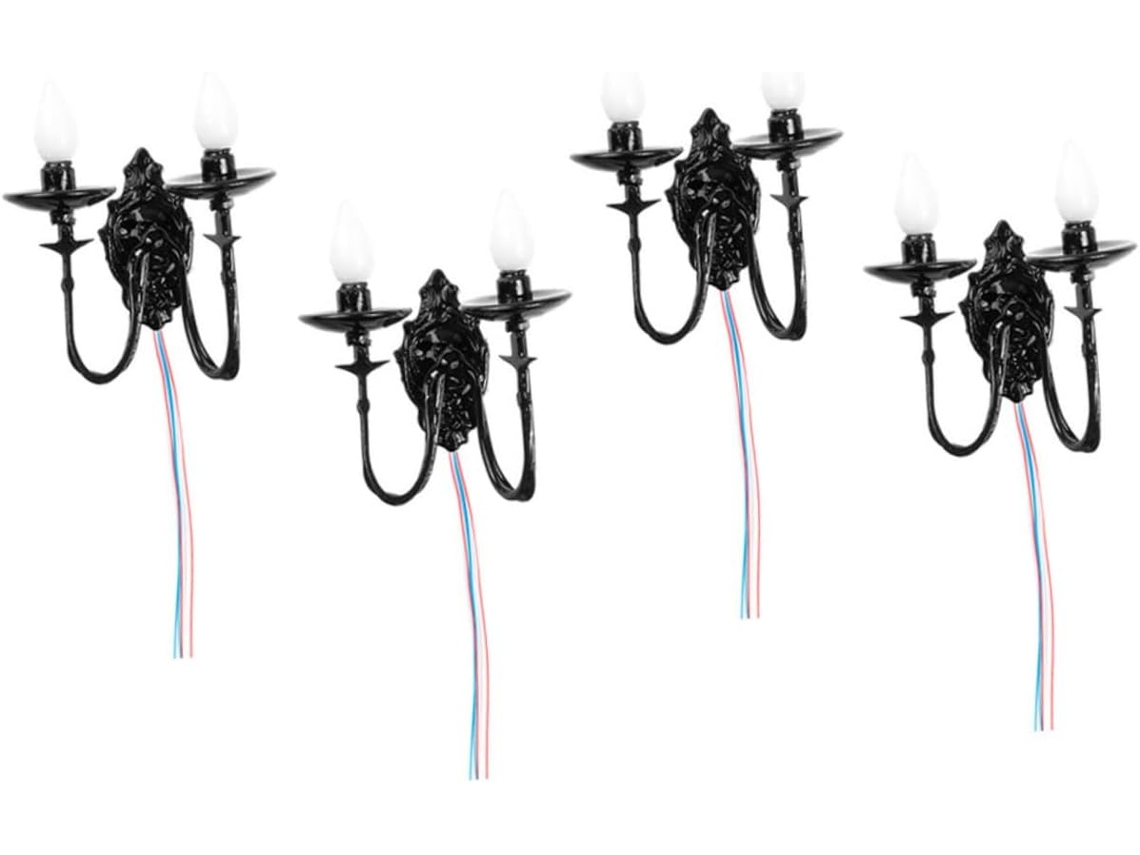 Conjunto De 4 Peças De Luminárias Em Miniatura Para Casa De Bonecas, Incluindo Arandelas E Lâmpadas.
