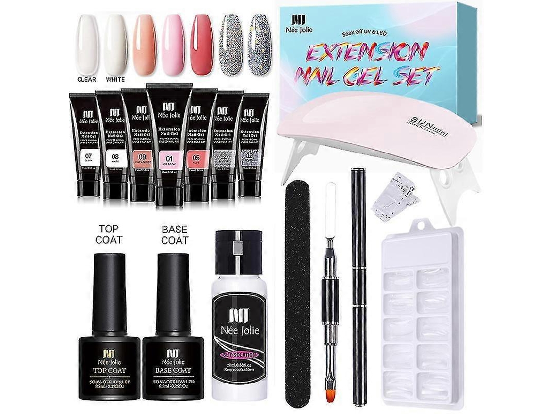 Kit De Extensão De Unhas Em Gel Kit Para Realçar Unhas Em Gel 7 Cores Rosa Nude Com Lâmpada Para Unhas, O Melhor Presente De Natal Ly Ebike