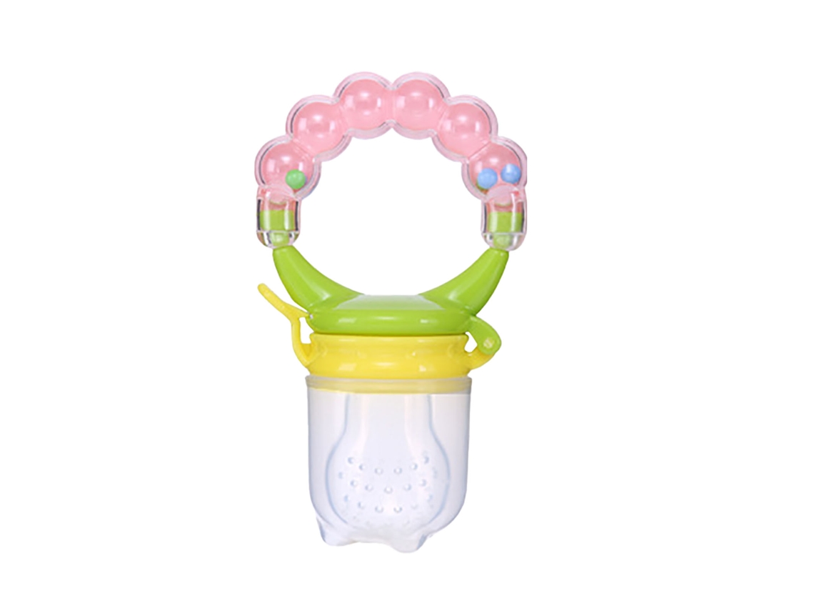 Mali mordedor de Frutas para Bebê com Silicone Seguro e Texturas com Sininho Rosa