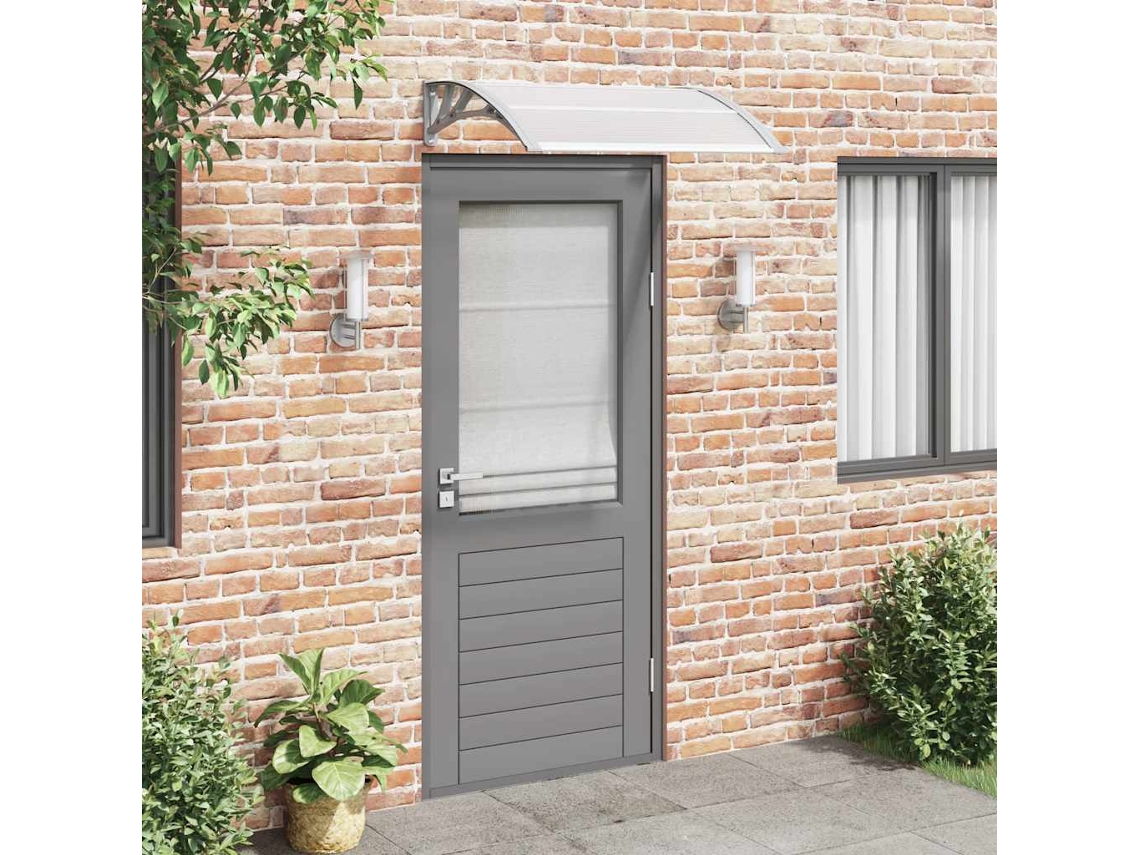 Vidaxl Cobertura De Porta Cinza E Transparente 100x75 Cm Policarbonato