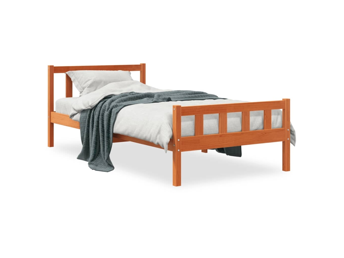 Bed Frame, Bed Frames Vidaxl Marrom Madeira De Pinho (75 X 190 Cm)