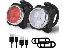 Conjunto De Luzes De Bicicleta , Luz De Bicicleta Recarregável Usb Ultra Brilhante (vermelho Branco)