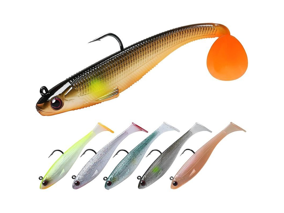 Iscas De Plástico Blando Com Anzóis Ultrasharp Montados Para Pesca Em Água Doce E Salgada