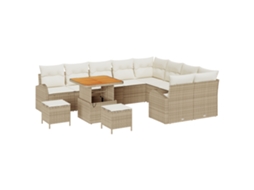 Conjunto 12 De Sofá De Jardim De Vidaxl Com Almofadas Bege Bege Vime Pe