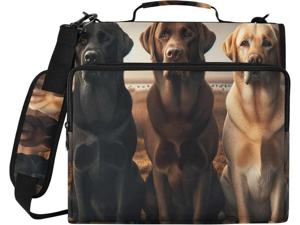 Bolsa Organizadora Fofa Com Estampa De Pôr Do Sol Labrador, Pasta Com Zíper, Estojo Resistente À Água Escola E