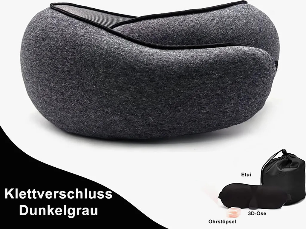 Almofada De Viagem, Cor Cinza, Com Máscara De Dormir, Com Acessórios Auriculares, Adequada A Pausas, Férias E Transporte Diário