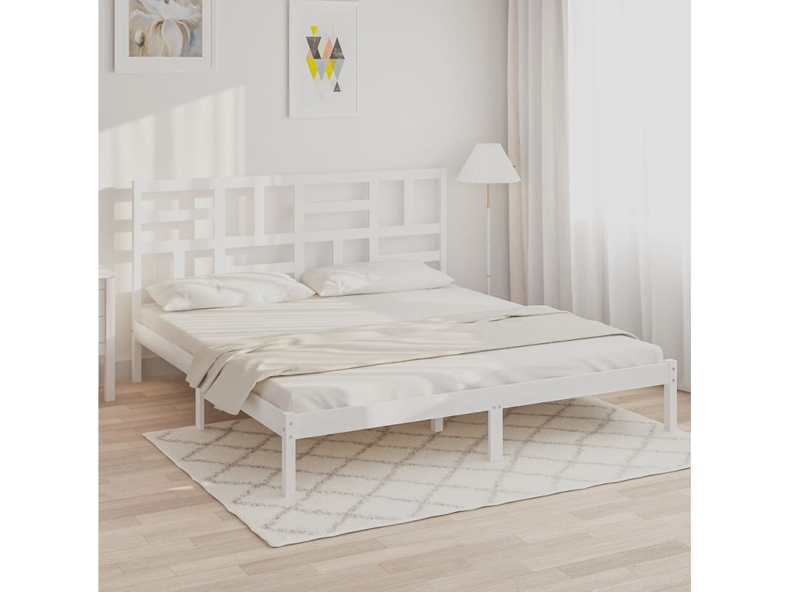 Vidaxl Estrutura De Cama 200x200 Cm Madeira Maciça Branco