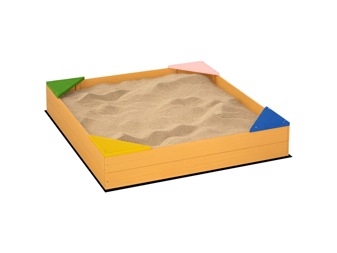 Caixa de Areia de Madeira para Criança 109x109x19,8 Cm Madeira Ge